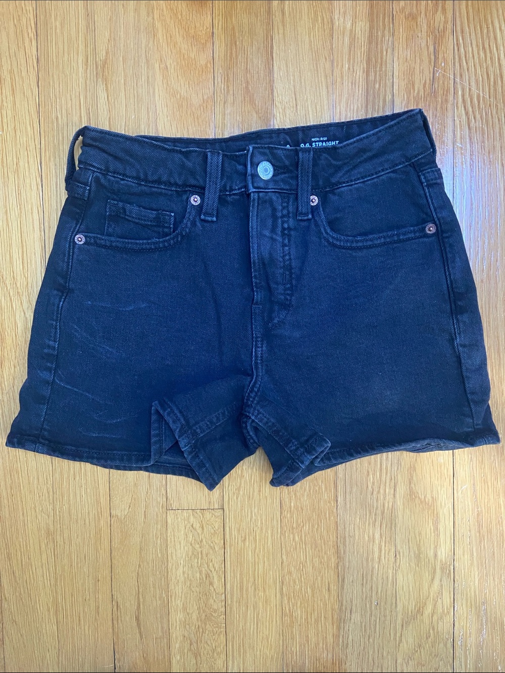 Old Navy Black High-Rise O.G. Straight Jean Shorts
